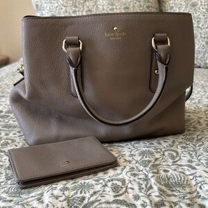 Kate Spade Taupe Satchel with Structured Design